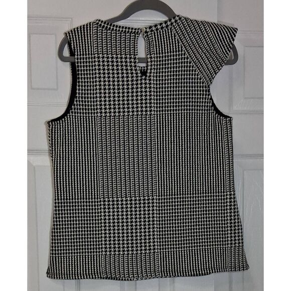 Dolan Anthropologie womens medium black white ruffle top stretch textured - Picture 6 of 9